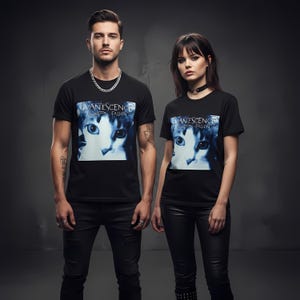 Evanescence Fallen Cat Album T-Shirt, Blue Goth Rock Tee