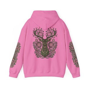 Sudadera con capucha de ciervo del bosque: estampado de astas de árbol en la espalda, diseño Nature Spirit Azalea