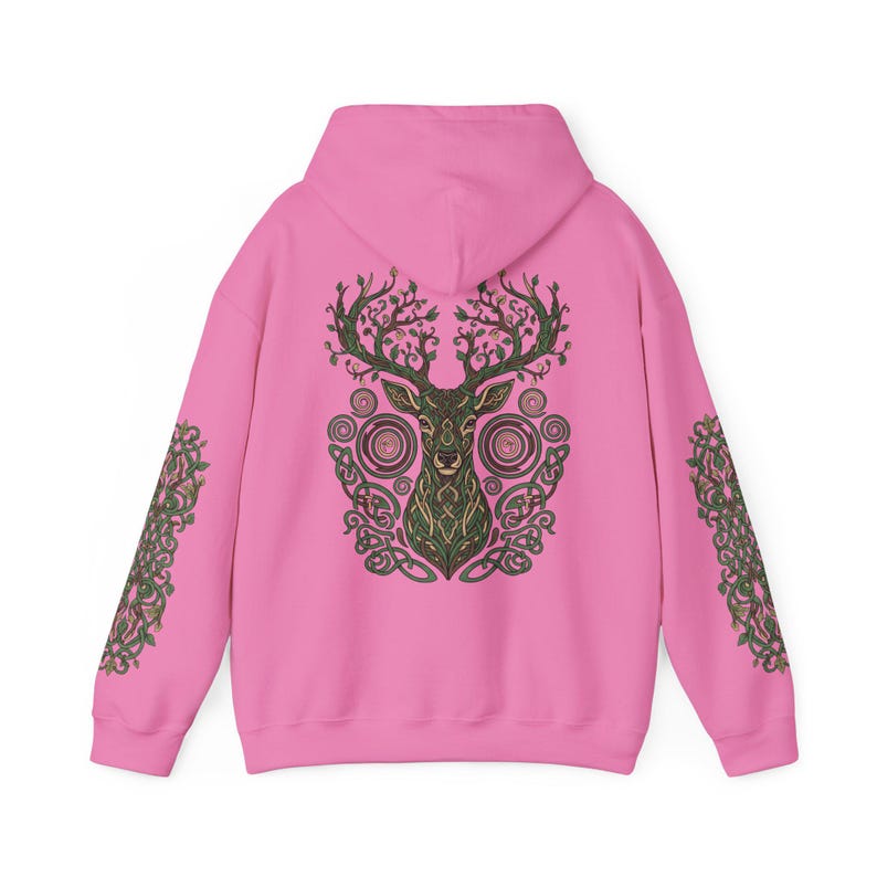 Sudadera con capucha de ciervo del bosque: estampado de astas de árbol en la espalda, diseño Nature Spirit Azalea