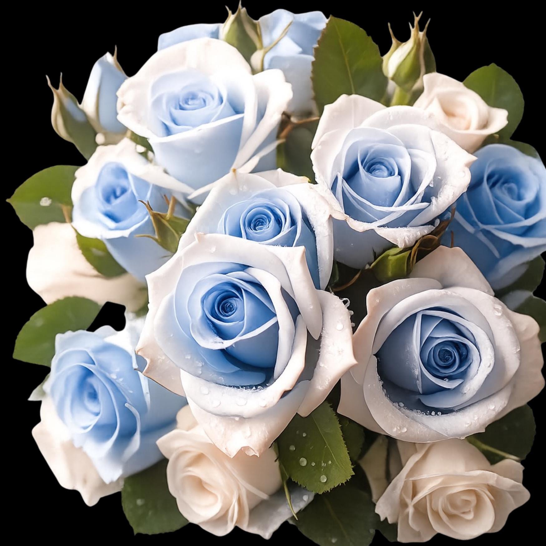 Icy Roses Background Icy Blue Roses Clipart Set – Winter Romantic Floral (8 PNG) – Fantasy ...