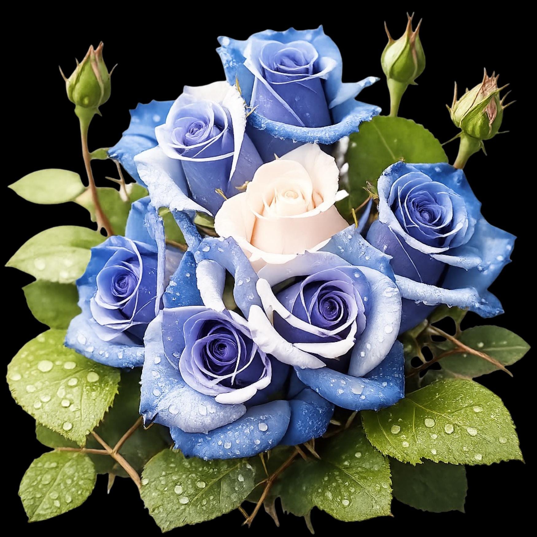 Icy Roses Background Icy Blue Roses Clipart Set – Winter Romantic Floral (8 PNG) – Fantasy ...