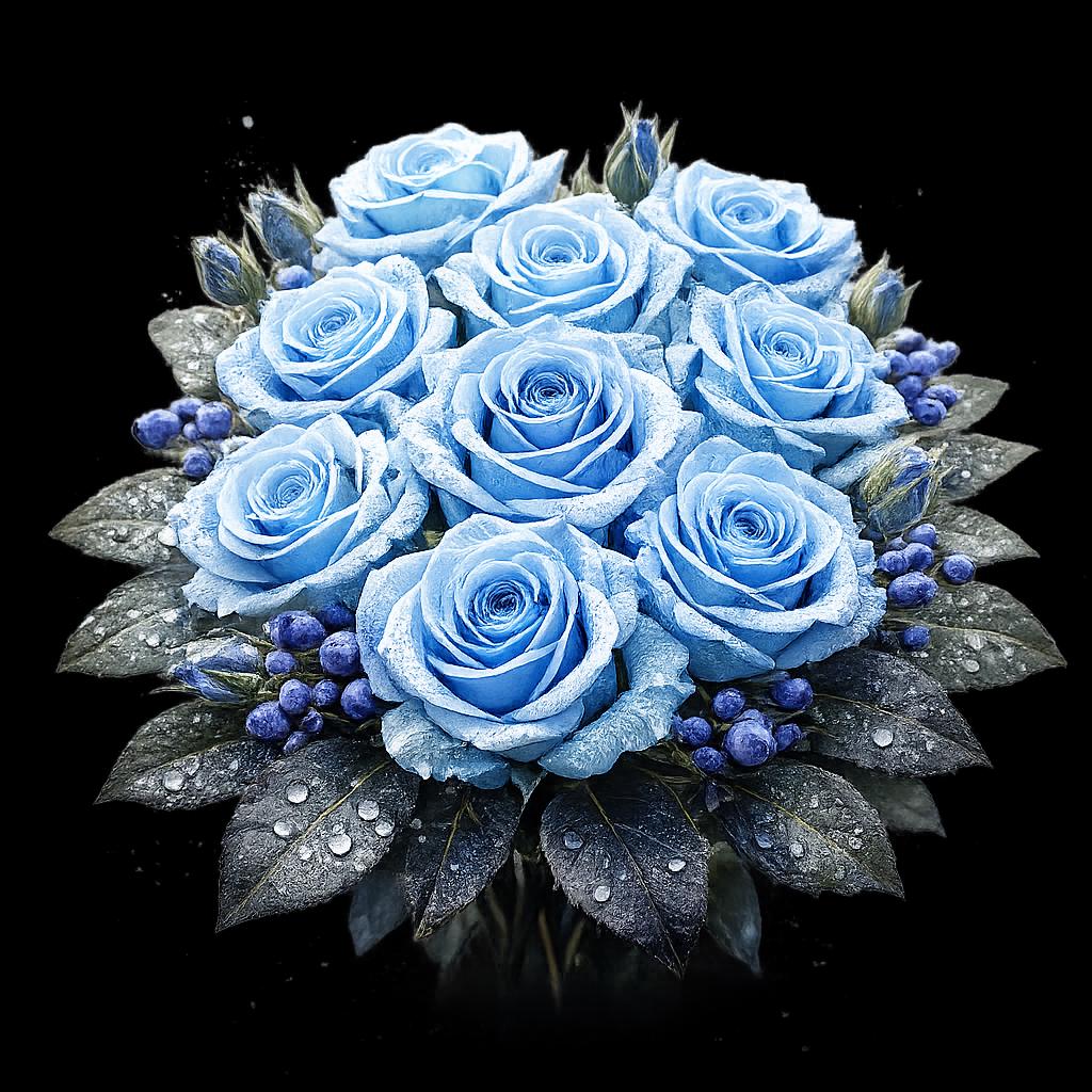 Icy Roses Background Icy Blue Roses Clipart Set – Winter Romantic Floral (8 PNG) – Fantasy ...