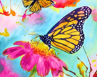 Print of Monarch Butterfly watercolor painting by Laura Rispoli Art prints postcards or cards