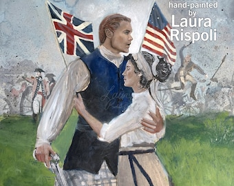 Print or cards or postcards of original watercolor painting by Laura Rispoli Revolutionary war battle Scottish American Outlander love art