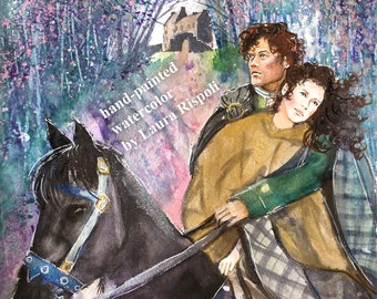 ORIGINAL 11x14 inch Take Me Home Watercolor Painting By Laura Rispoli Horse Love Couple Romantic Art Midhope Castle art