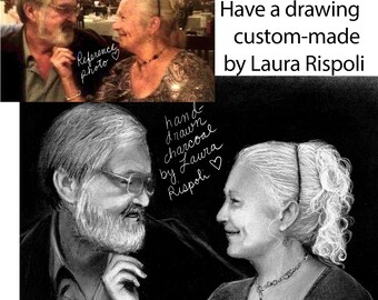 Custom made art from your photo - Laura Rispoli hand-made drawing painting portrait pet child anniversary gift romantic or landscape artwork