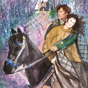 Impresión o tarjetas de pintura en acuarela de Laura Rispoli - Take Me Home art. Impresión de amor a caballo de arte original