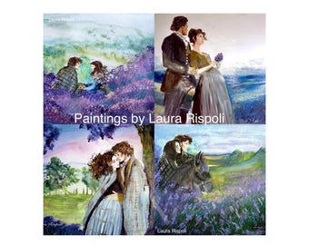 Set of Four prints or cards of watercolor paintings Scottish Heather Scottish Highlands Bouquet Isle of Skye Love Laura Rispoli 5x7 or 4x6