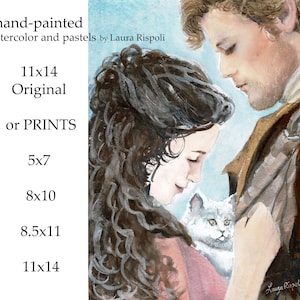 Stampa, o biglietti o cartoline di acquerello o arte Stampe di dipinti di Laura Rispoli Wee Gray Kitten Love art ritratto carino gatto