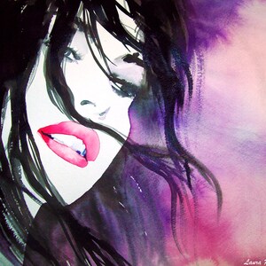 Original oder Druck oder Karten Aquarell Malerei Kunst Pink Kiss von Laura Rispoli