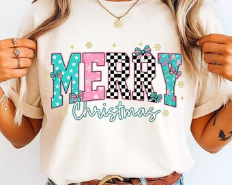 Merry Christmas Coquette Clipart | Pink Bow Holiday Design (Digital Download)