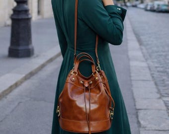 Handmade Leather Bucket Bag: Tuscany Handbag | Shoulder Bag | Gift For Her