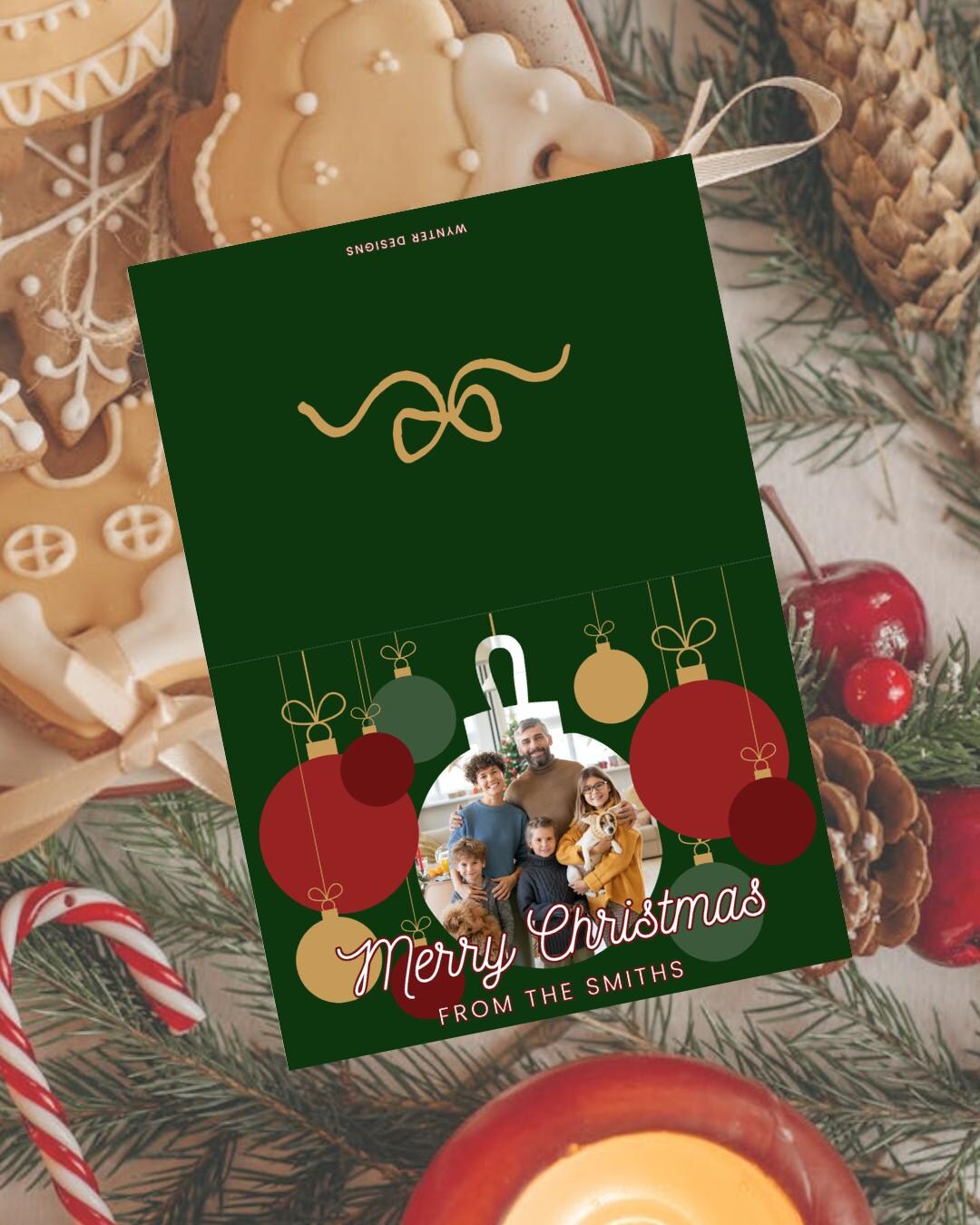 5x7 Christmas Card Canva Template Custom Landscape Holiday Card