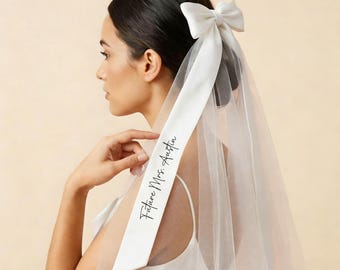 Personalisierte Zukunft Frau Schleier mit Bogen Braut zu sein Hen Do Veil Benutzerdefinierter Name Hochzeit Haarschmuck