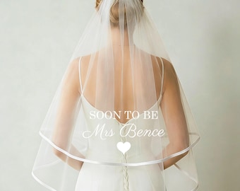 Personalised Bridal Veil, Soon to Be Mrs Veil, Custom Name Wedding Veil, Bachelorette Party Veil, Bride to Be Gift, Hen Do Veil