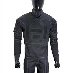 Mandalorian zwart vliegpak en vest-cosplaykostuum | Op Star Wars geïnspireerde premiejager-outfit | Op maat gemaakte zachte onderdelen van mando afbeelding 6