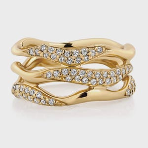 Stapeldiamanten, stapelbare gouden ring, hoge helderheid, in het laboratorium gekweekte diamanten