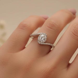 Anillo de compromiso con diamantes Twilight Embrace, anillos de oro con moissanita de alta claridad