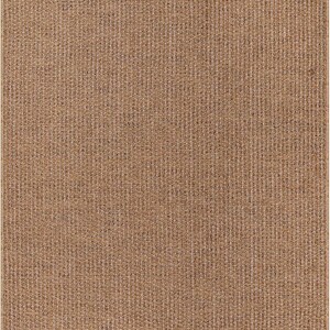 Outdoor patio scene with a modern beige rug under a seating set. The rug is UV-resistant, water-repellent, and perfect for year-round use on balconies, decks, or terraces. Crafted from 100% polypropylene with a subtle woven pattern.