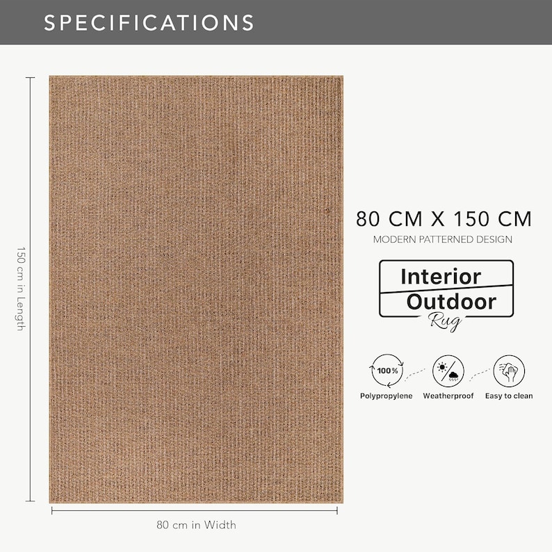 Rolled-up view of the beige outdoor rug, demonstrating its flexibility and ease of storage. Lightweight and practical for seasonal use or moving between indoor and outdoor spaces.