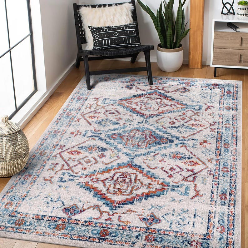 Soft low pile colorful rug perfect for narrow spaces and corridors