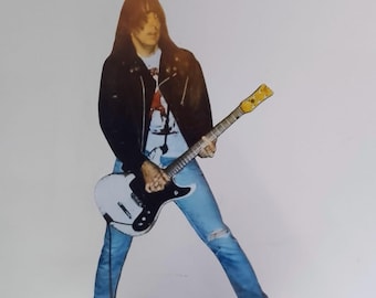 Figura recortable de pie de JOHNNY RAMONE de 8" para exhibición. Decoración de Ramones. Figura de pie de punk rock.