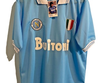 NAPOLI 1987 / 1988 Diego MARADONA #10 Home Retro Shirt BUITONI Calcio Jersey Soccer