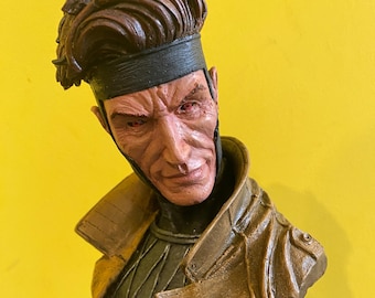 BUSTO DE GAMBITO HECHO A MANO, ESCULTURA DE 10" Figura de X-Men Estatua Cómic de la película Gambito