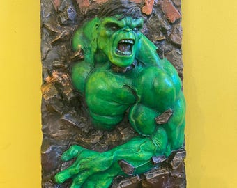 Handmade The INCREDIBLE HULK RELIEF Skulptur 13 "x 7" Wall Decor Abbildung Statue Film Superheld Comic