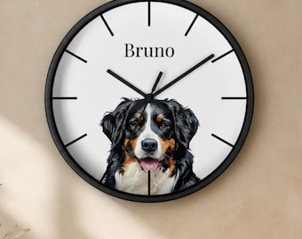 Relógio de parede personalizado com retrato do seu pet, relógio com nome de cachorro ou gato, decoração silenciosa para casa com tema animal, presente de boas-vindas para quem ama animais de estimação.