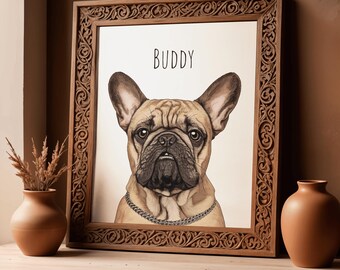 Retrato personalizado do seu pet a partir de foto, pôster personalizado para parede com nome de cachorro, gato ou coelho, presente de aniversário para donos de pets.