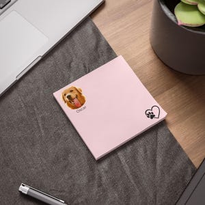 Bloc-notes autocollant personnalisé avec photo d'animal de compagnie, cadeau personnalisé pour maman de chien, papeterie Golden Retriever, accessoire de bureau unique pour amoureux des chiens, bloc-notes pour chiot