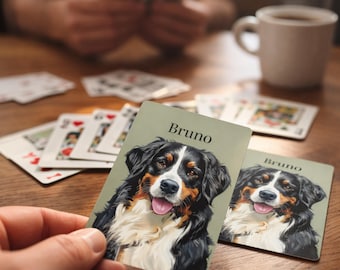 Baralho de cartas personalizado com foto, baralho de pôquer personalizado com retrato de cachorro/gato, presente para amantes de animais, conjunto de cartas com foto