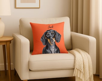 Almofada decorativa personalizada com retrato do seu pet, capa de almofada personalizada para cães e gatos, decoração para casa com nome do animal, enfeite para sofá para o seu bichinho de estimação, presente de boas-vindas para o sofá