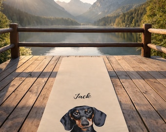Tapete de ioga personalizado para animais de estimação, retrato de cão ou gato a partir de foto, acessório de treino para amantes de animais, presente de ioga exclusivo, homenagem póstuma.
