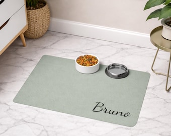 Personalized Pet Feeding Mat, Custom Name Dog Cat Bowl Placemat, Non-Slip Waterproof Floor Pad, Fur Baby Dining Gift, New Puppy Kitten