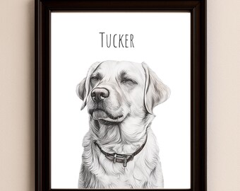 Retrato personalizado do seu animal de estimação em estilo esboço, decoração de parede personalizada com desenho a lápis, arte memorial para cães e gatos, presente de condolências, lembrança para amantes de animais.