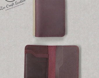 Handmade Genuine Leather Card Holder, Vintage Leather Wallet, Slim Front Pocket Wallet, Business Card Organizer, Wallet Gift for Him