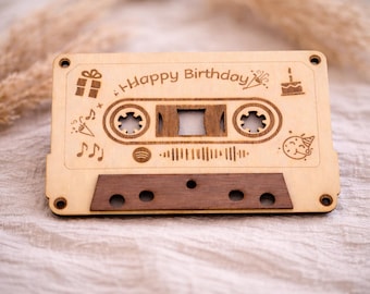 Houten cassette met songcode – verjaardagscadeau