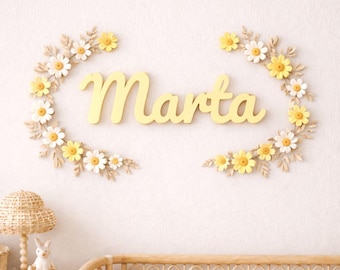 Gepersonaliseerd houten naambordje met de gewenste naam – wanddecoratie voor de kinderkamer – cadeau voor een geboorte of doop