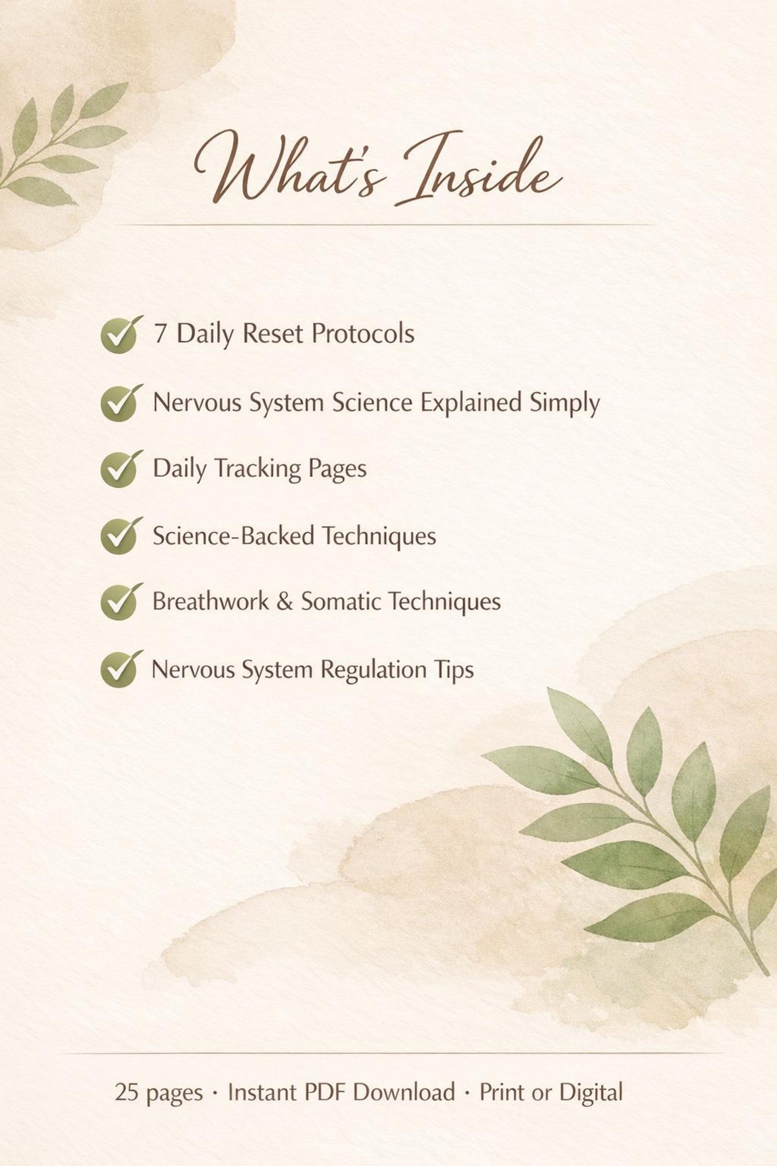 7 Day Nervous System Reset | Printable Wellness Guide PDF | Stress ...