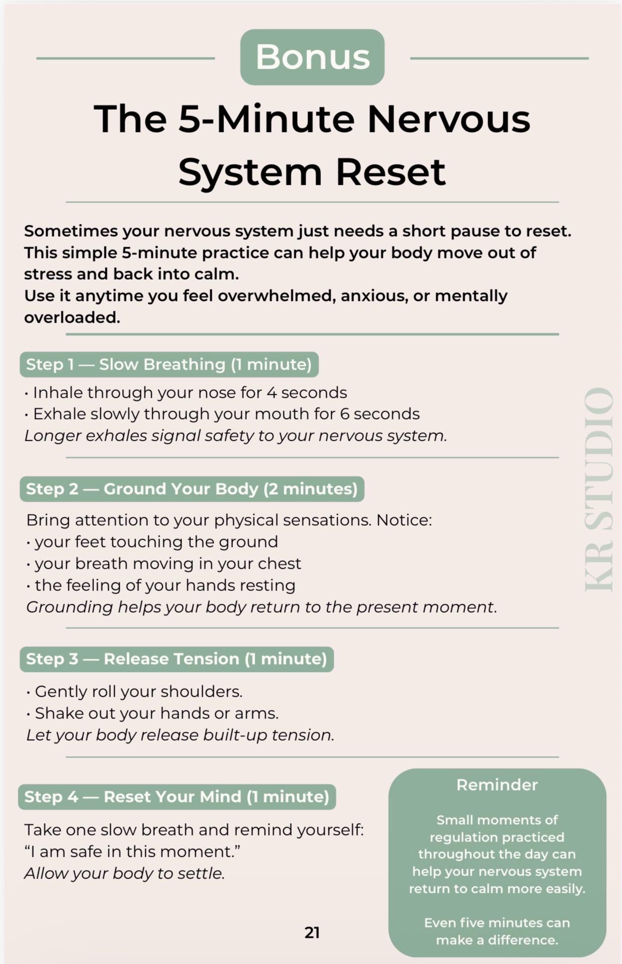 7 Day Nervous System Reset | Printable Wellness Guide PDF | Stress ...