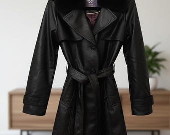 Faux Leather Trench Coat, Women Leather Jacket, Winter Jacket, Trench Coat, Biker Jacket, Slim Leather Jacket, Leather Jacket Women