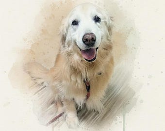 Custom Pet Digital Portrait from Photo | Personalized Digital Dog Cat Art Print