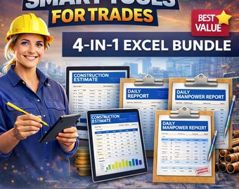 Contractor Template Bundle | 4-in-1 Editable Spreadsheets for Construction Pros