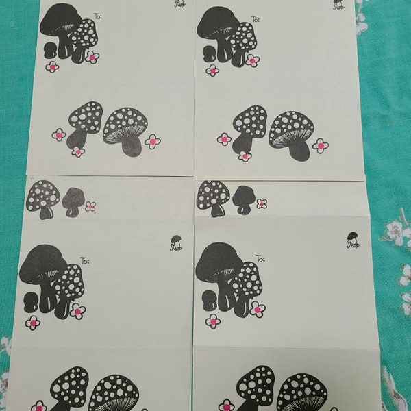 Rare vtg postcards set of 4 matching mod groovy mushroom flower print stationary ephemera 1960's 1970's groovy correspondence letters