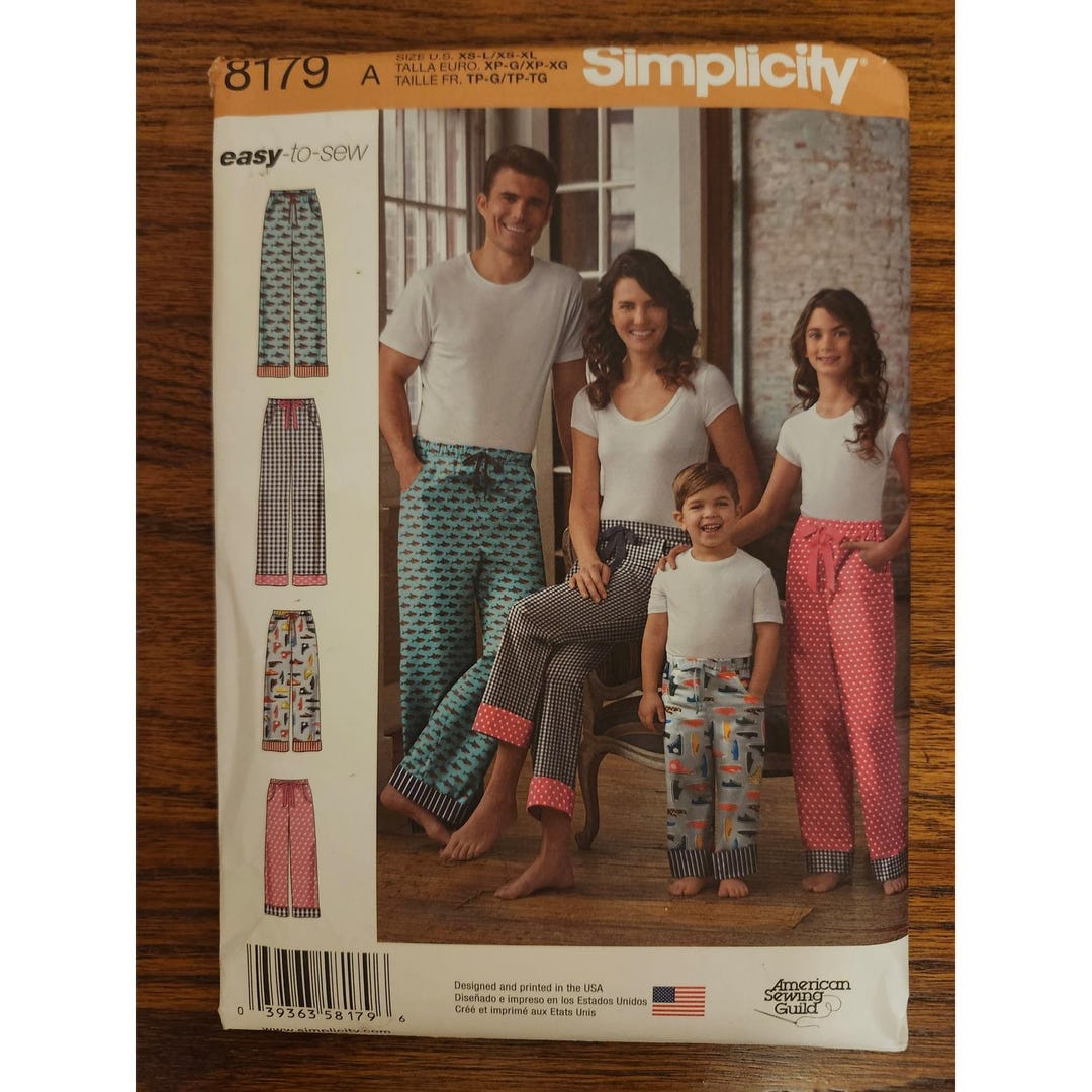 Simplicity 8179 Easy to Sew Family Pajama Pants Pattern XS-XL Child ...