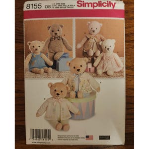 Simplicity 8155 Gevulde teddyberen met kleding Naaipatroon Elaine Heigl OS