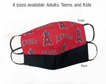 LA Angels Cotton Face Mask with optional Filter Pocket (add on* is sep. listing)- Men/Women/Teen/ Children Sizes