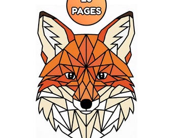 Dibujos para colorear de animales con efecto vidriera / 20 láminas geométricas (PDF imprimible)